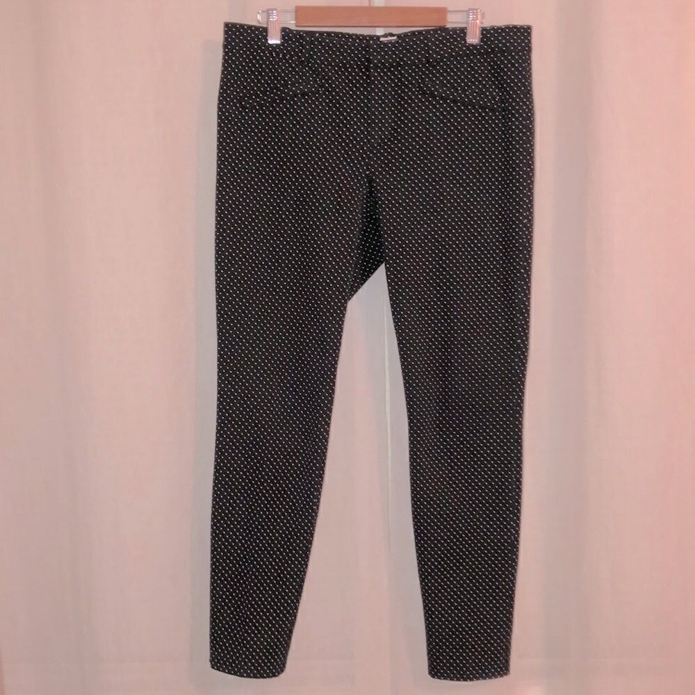 Gap 16 Tall Black White Diamond Shaped Polka Stretch Skinny Ankle Denim Pants